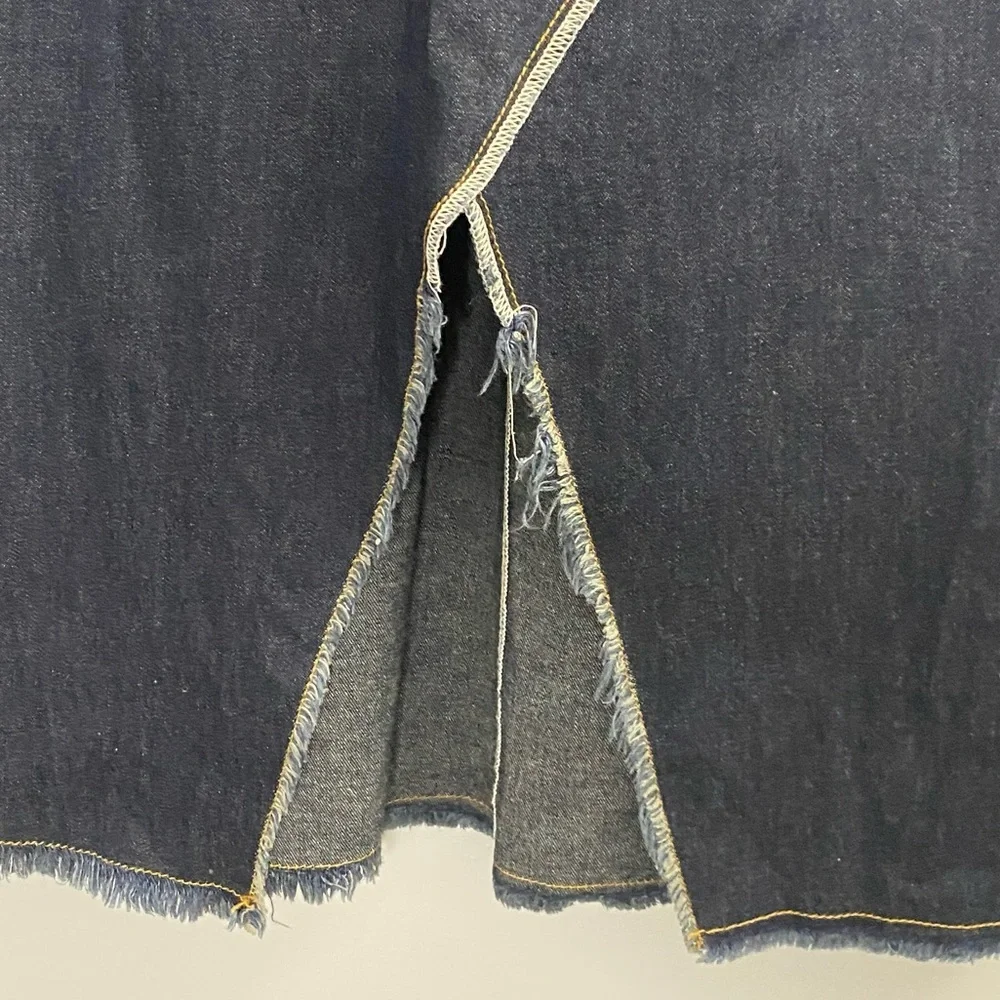 BILLY‎ BLUES VINTAGE 90s Denim Y2K Skirt Dark Wash Jeans Midi Sz 8 Button Fly